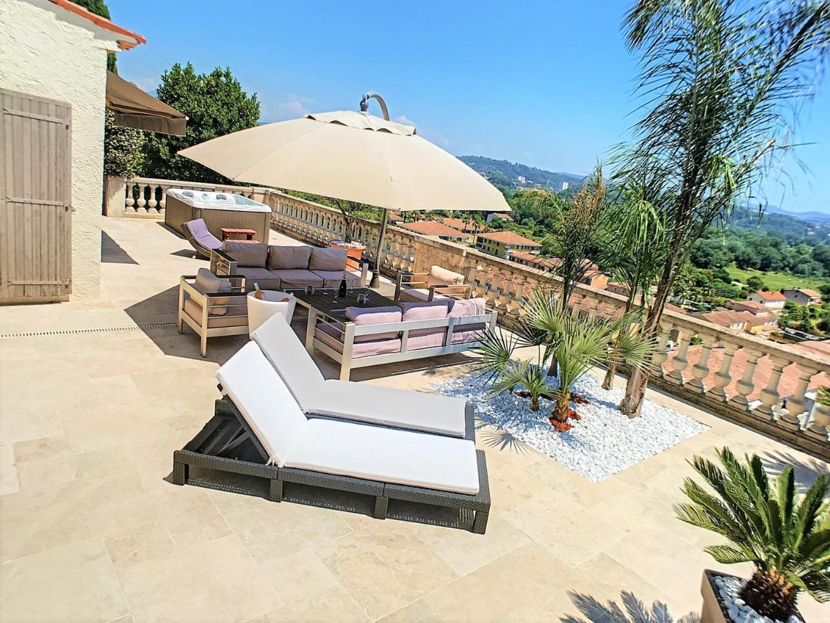 3 Bedrooms Villa Near Cannes - Pool & Jacuzzi - Sea View Mandelieu Exterior foto